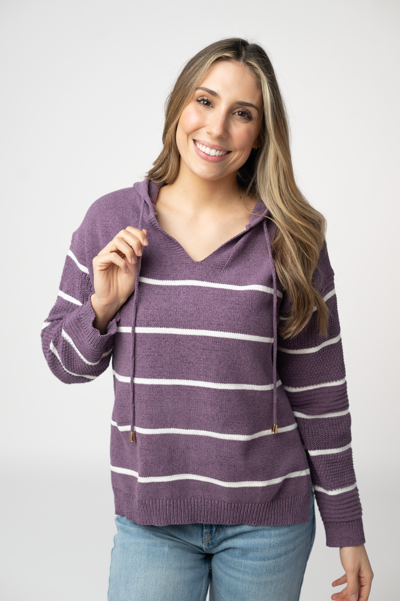 IN STOCK Maddie Striped Hoodie - Purple