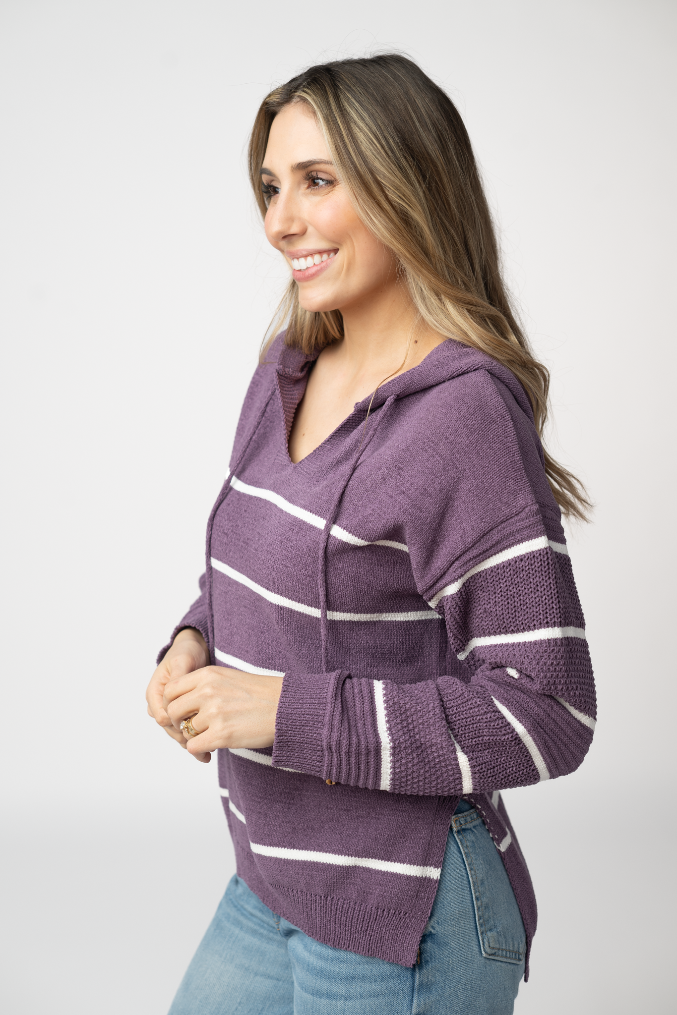 IN STOCK Maddie Striped Hoodie - Purple