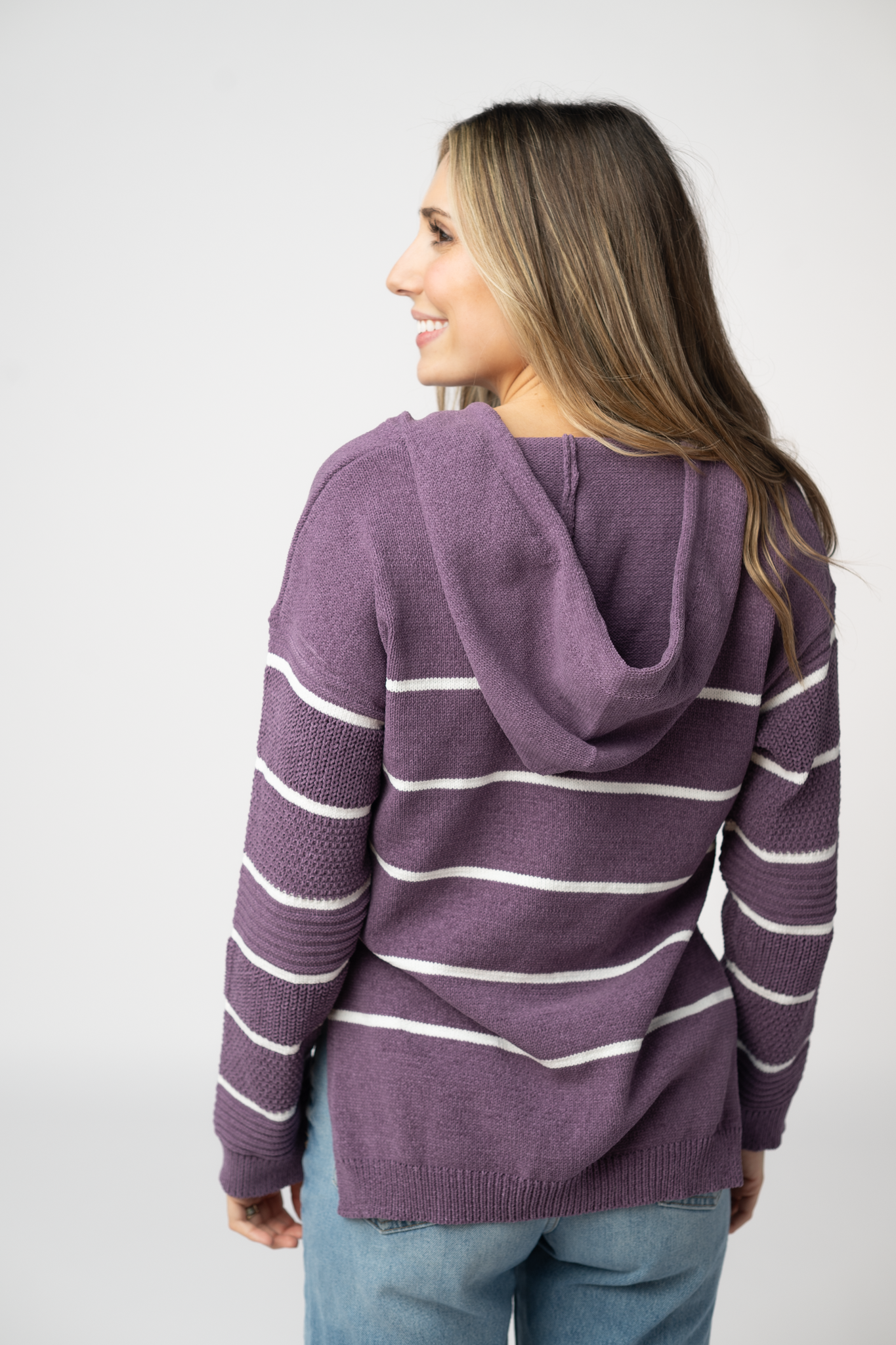 IN STOCK Maddie Striped Hoodie - Purple