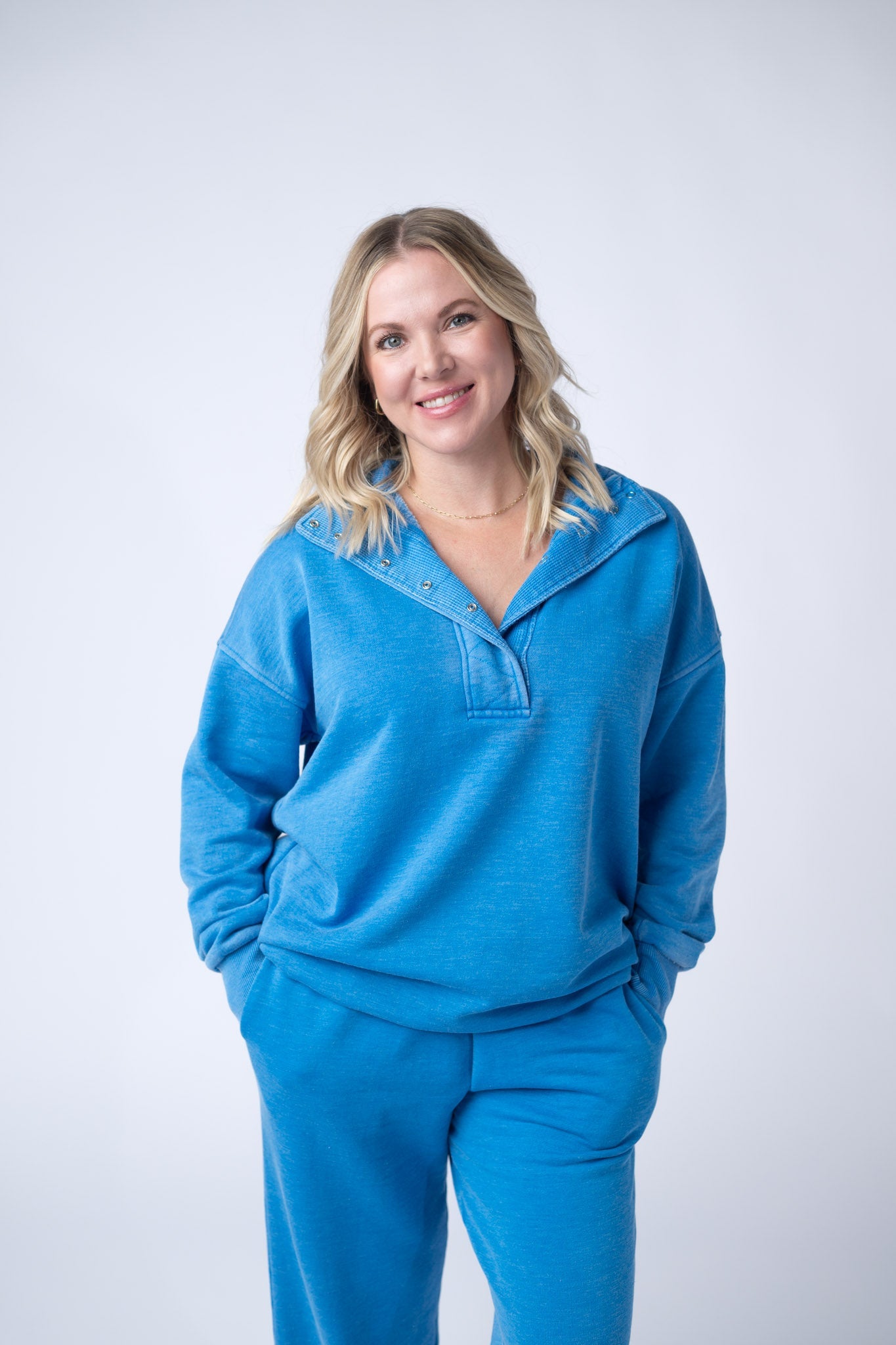 IN STOCK Jesse Vintage Wash Snap Pullover - Winter Blue