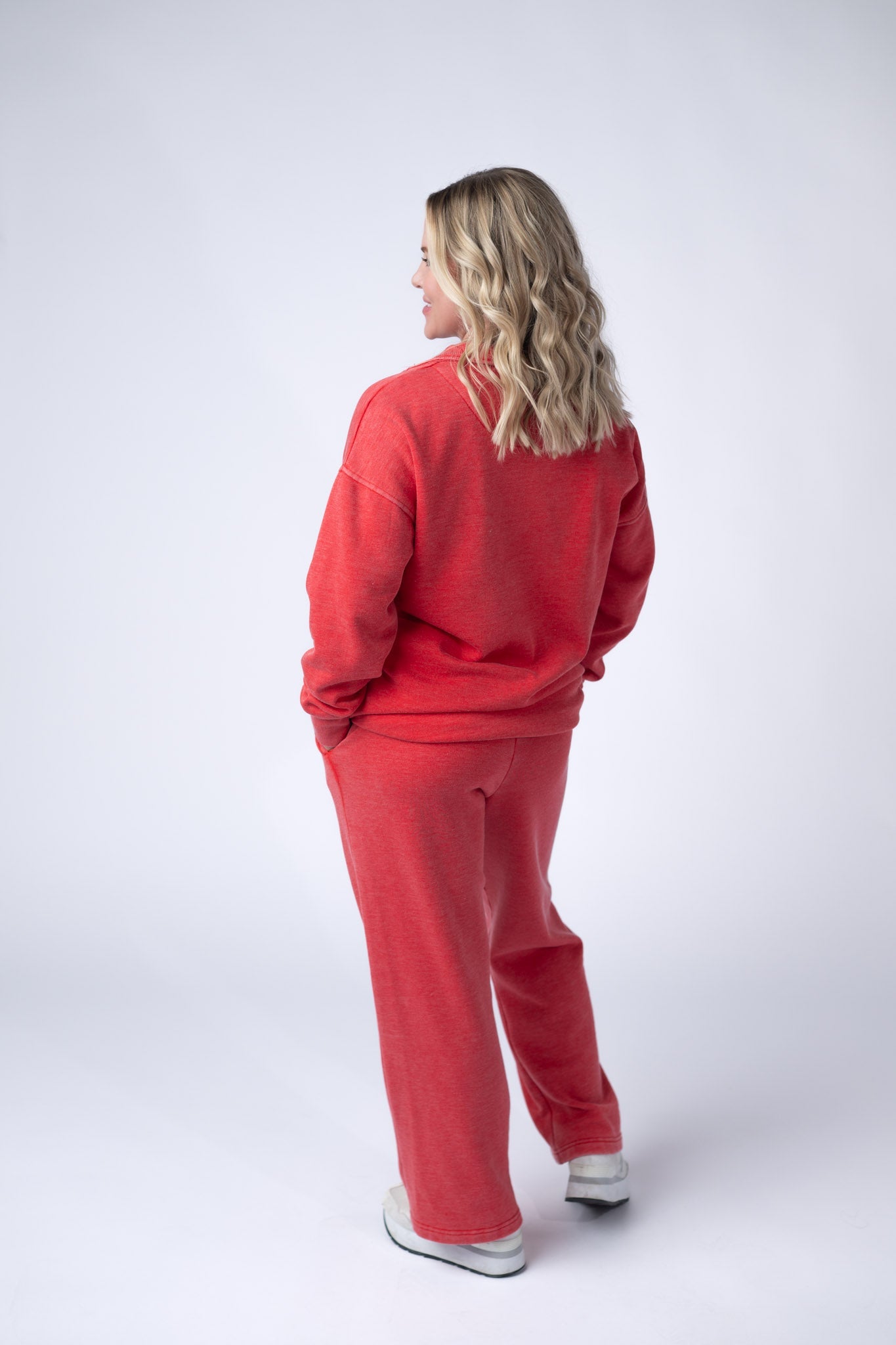 IN STOCK Wide Leg Vintage Wash Bottoms - Red