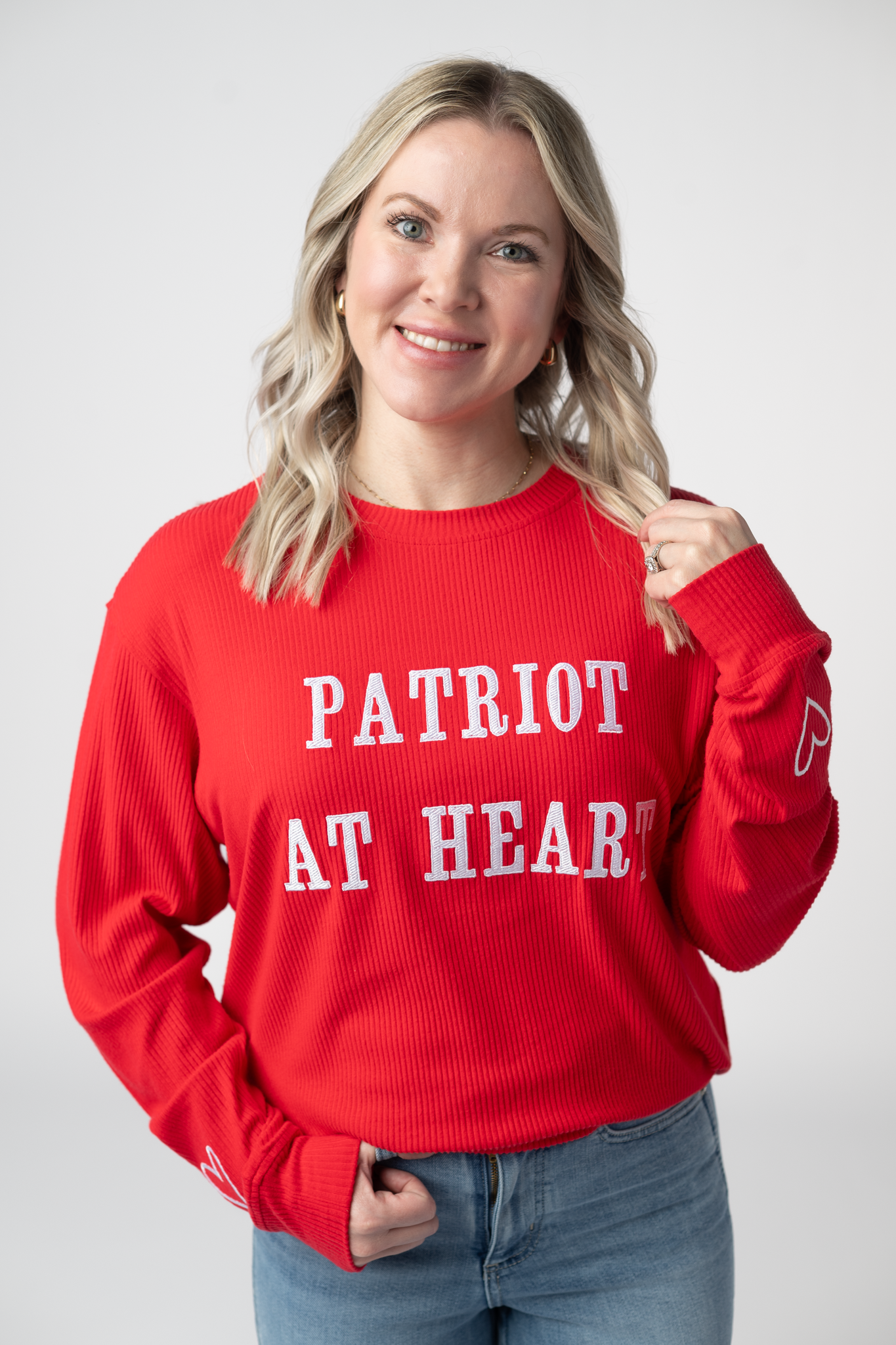 IN STOCK Corrine Embroidered Pullover Top - Patriot at Heart