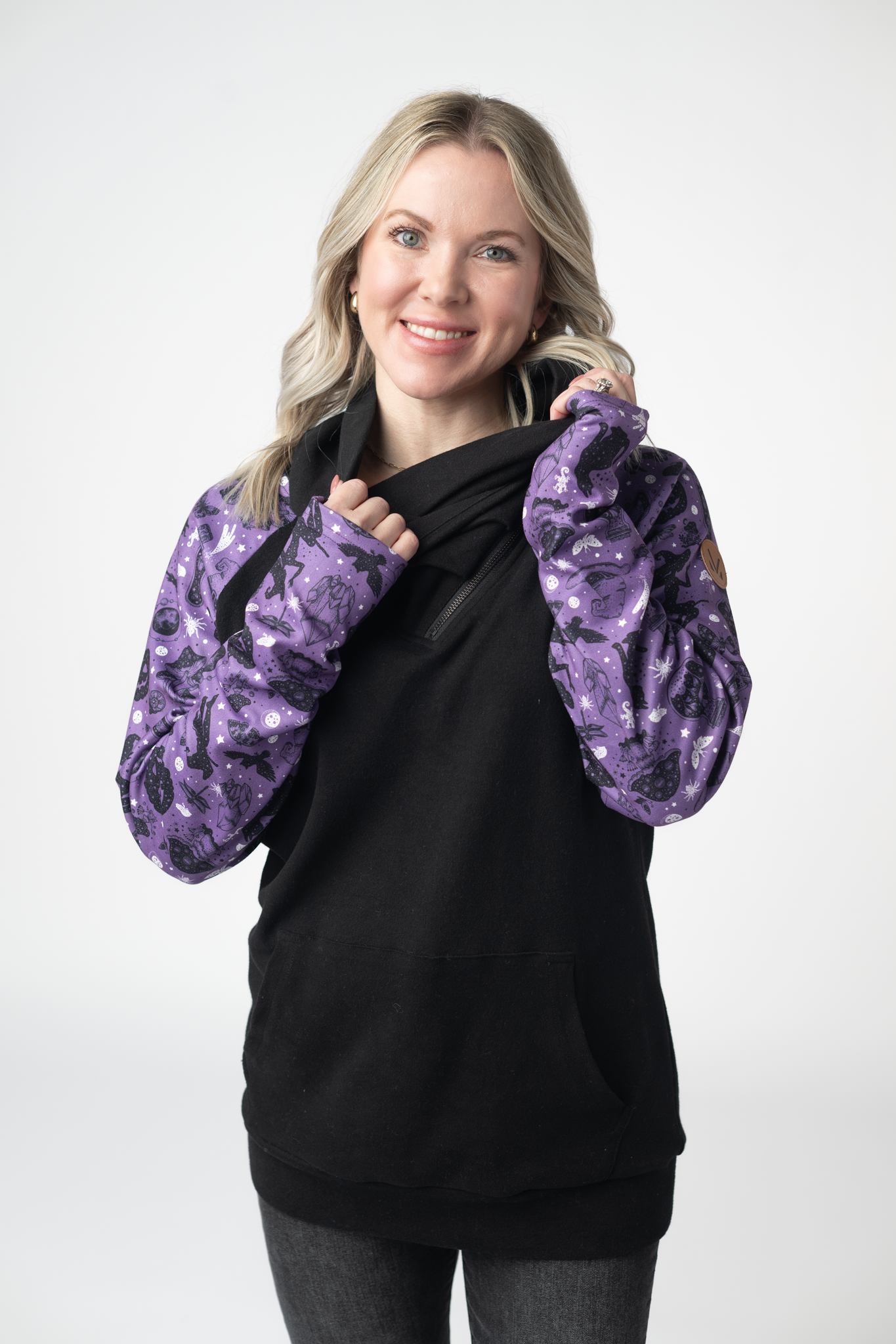 IN STOCK Zoey ZipCowl Sweatshirt - I Put A Spell On You and Black