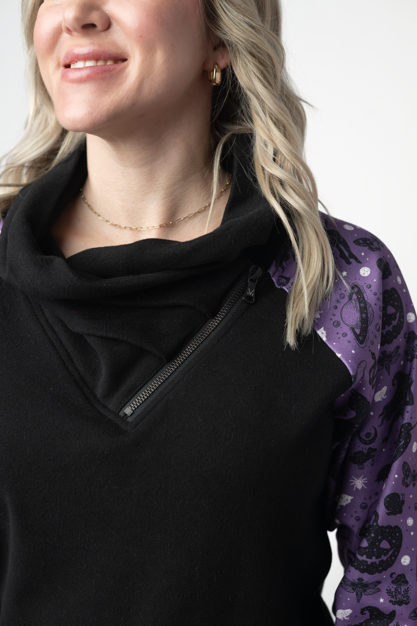 IN STOCK Zoey ZipCowl Sweatshirt - I Put A Spell On You and Black