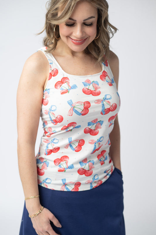 IN STOCK Romy Tank - Patriotic Cherries