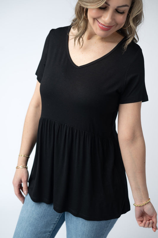 IN STOCK Sarah Ruffle Top - Black