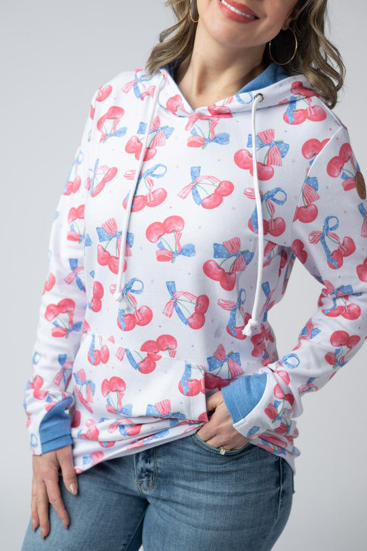 IN STOCK Hailey Pullover Hoodie - Patriotic Cherries
