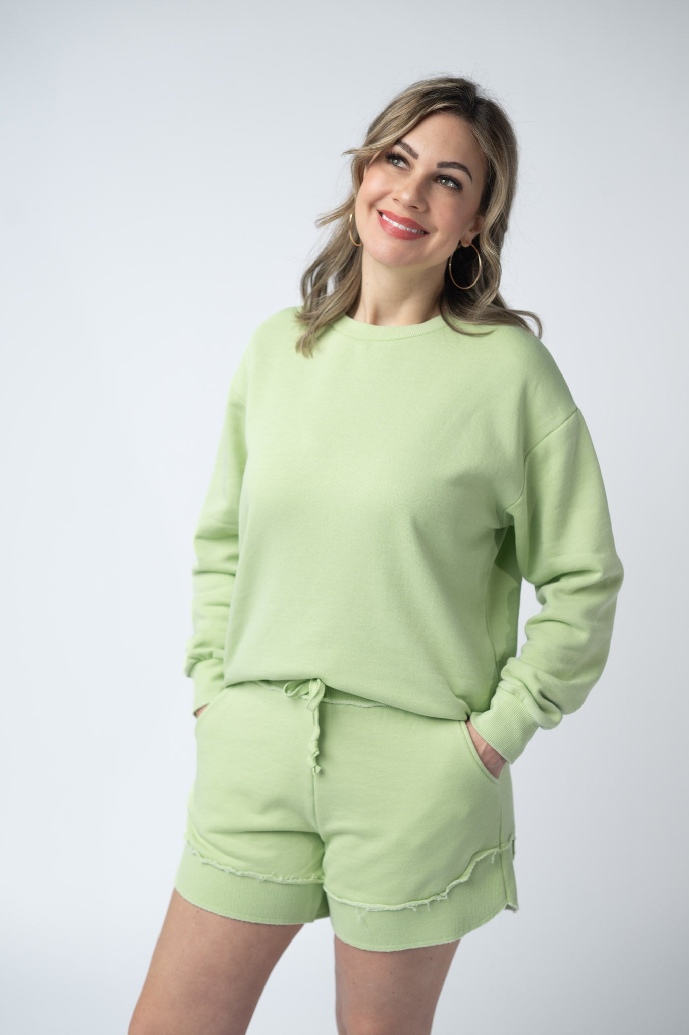 IN STOCK French Terry Stevie Shorts - Spring Leaf