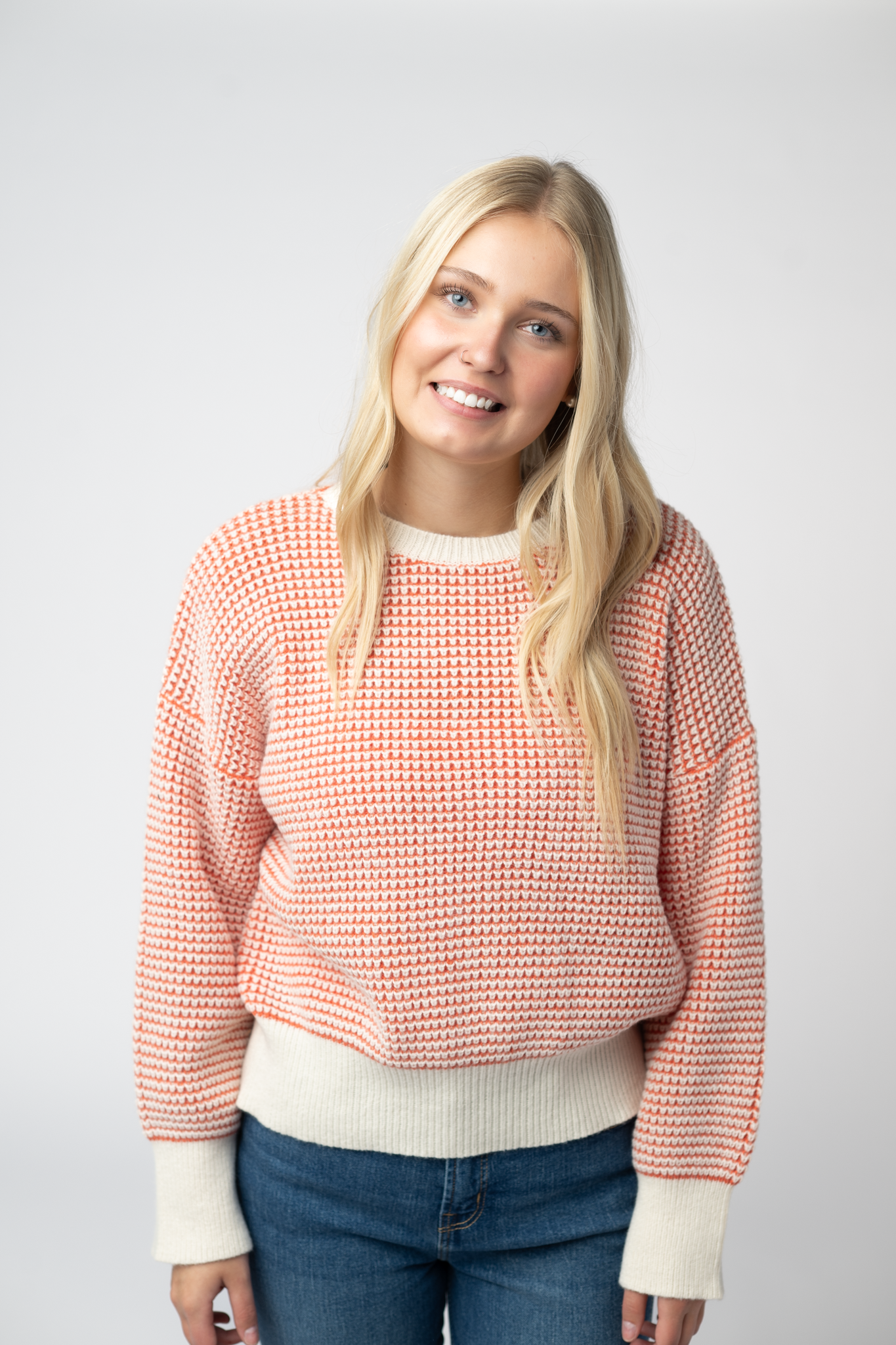 IN STOCK Charlotte Sweater - Orange and Ivory