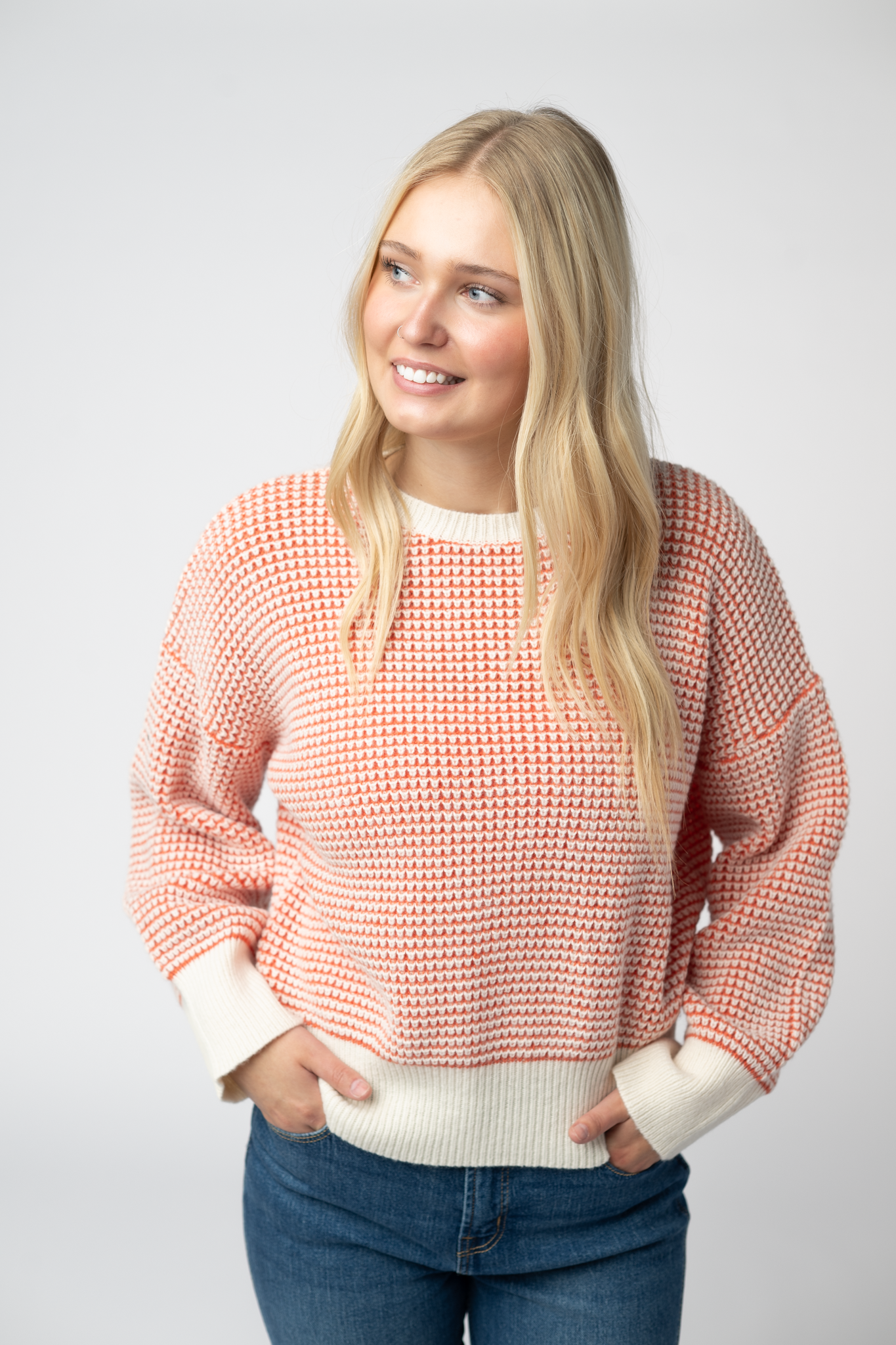 IN STOCK Charlotte Sweater - Orange and Ivory