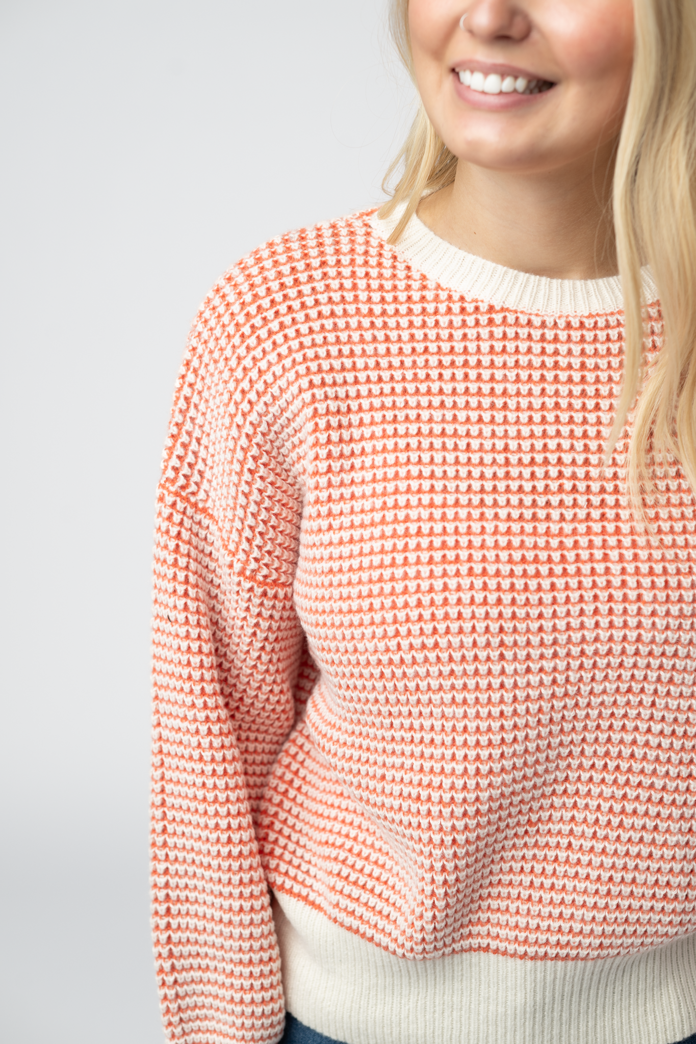 IN STOCK Charlotte Sweater - Orange and Ivory