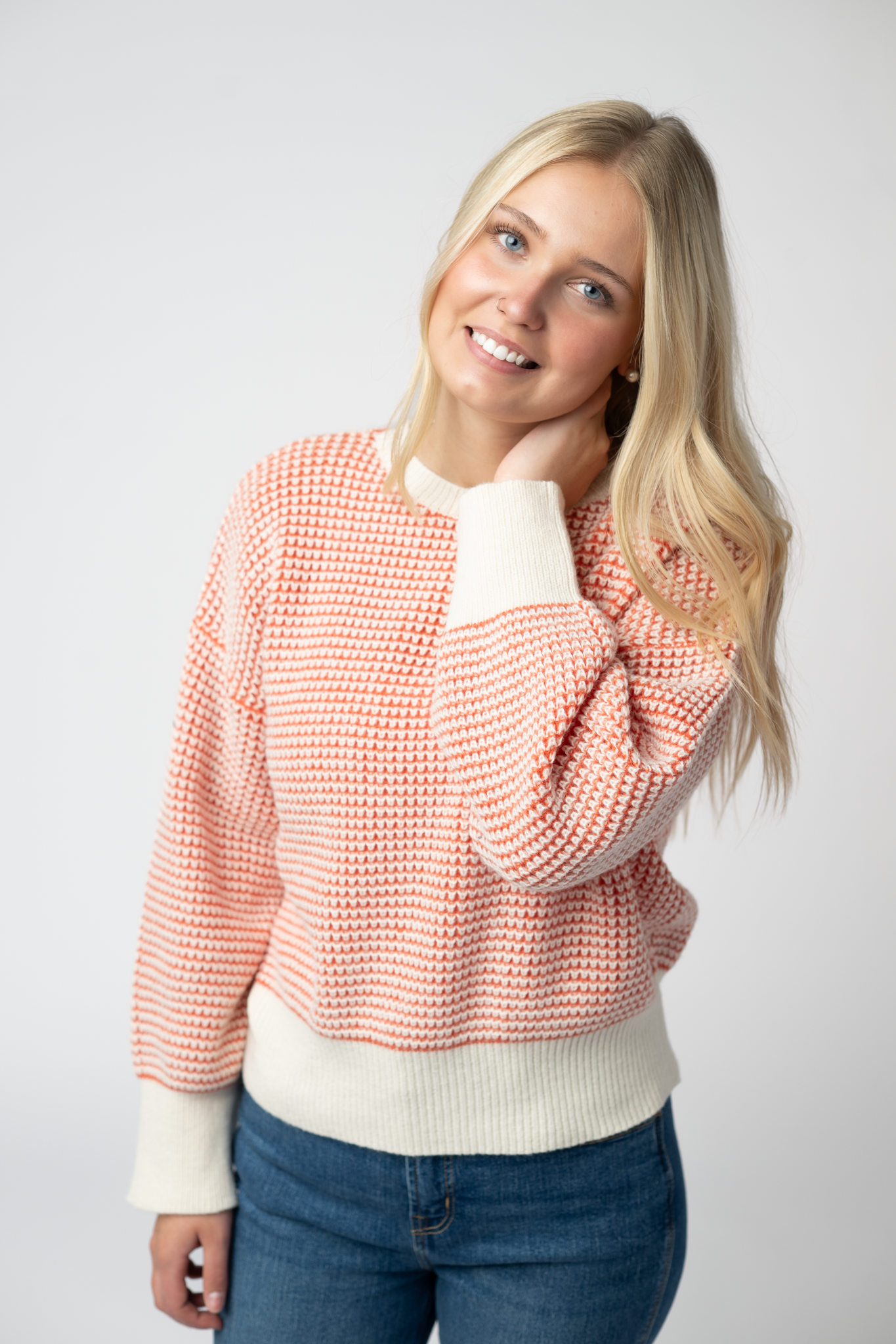 IN STOCK Charlotte Sweater - Orange and Ivory