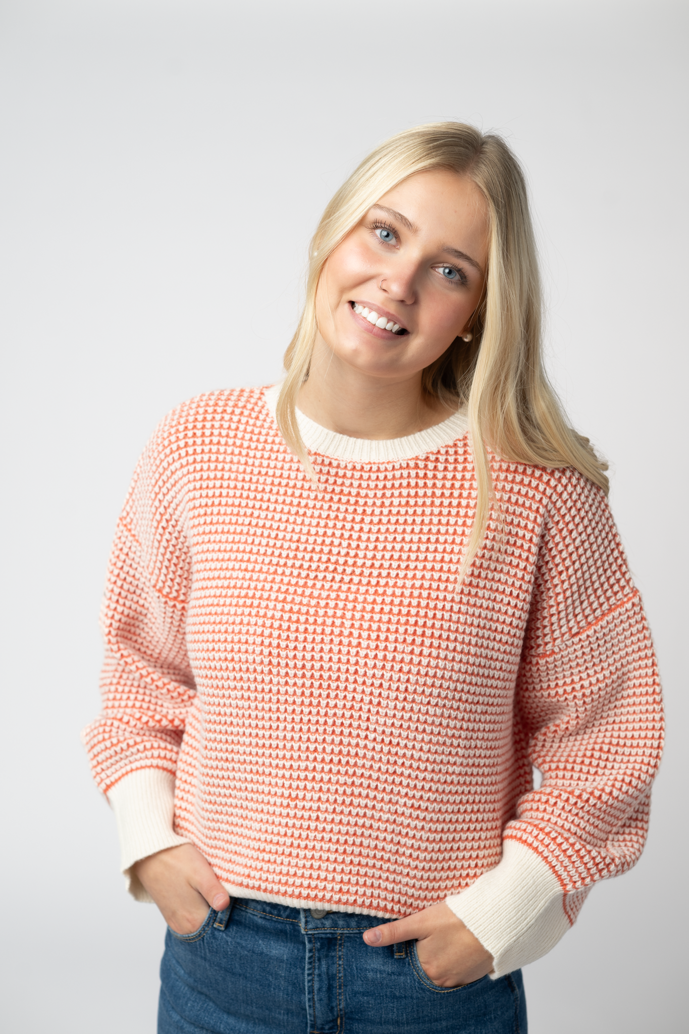 IN STOCK Charlotte Sweater - Orange and Ivory