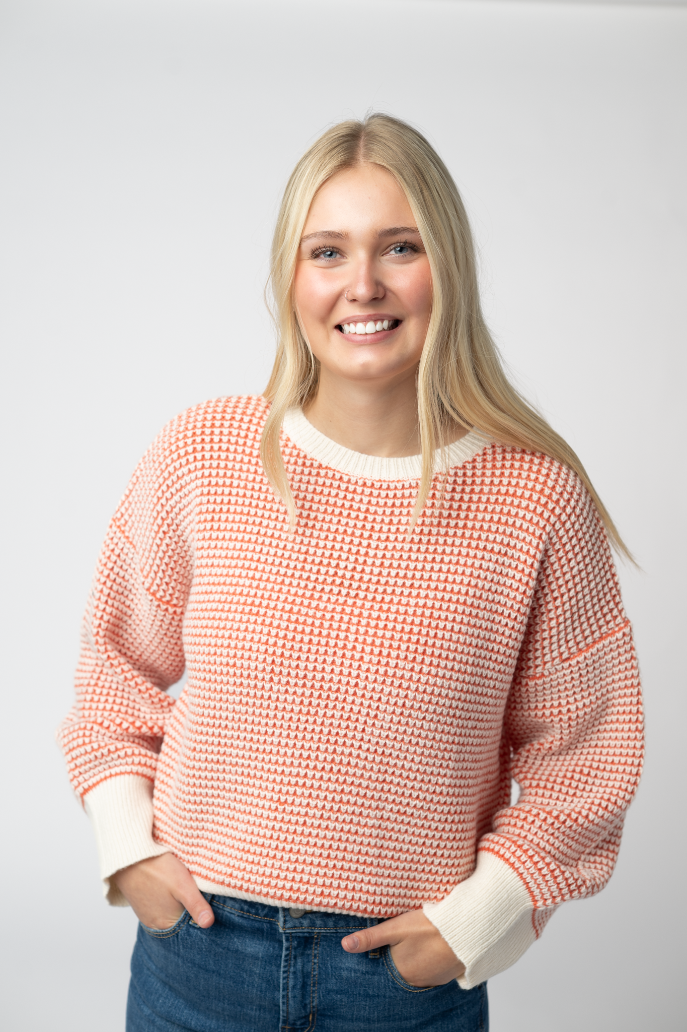 IN STOCK Charlotte Sweater - Orange and Ivory