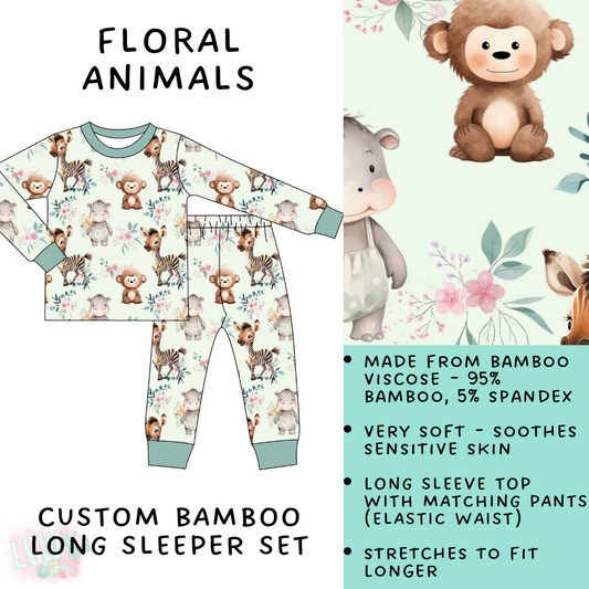Batch #138 - Little Dreamers - Closes 6/26 - ETA mid August - Floral Animals Bamboo Long Sleeper Set