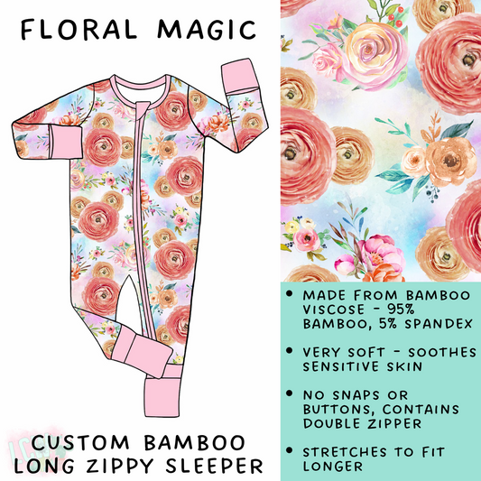 Batch #138 - Little Dreamers - Closes 6/25 - ETA mid August - Floral Magic Bamboo Long Zippy Sleeper