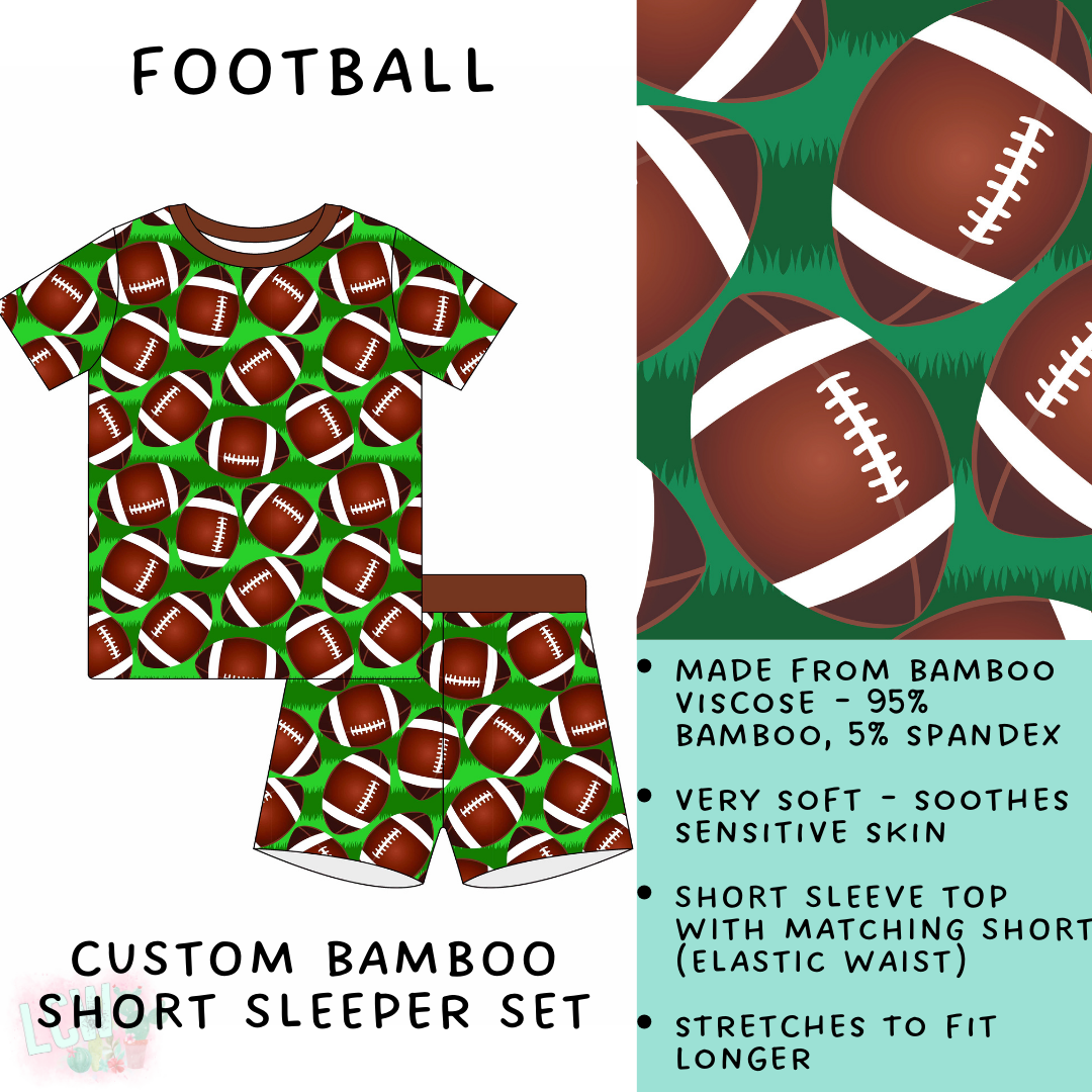 Batch #138 - Little Dreamers - Closes 6/26 - ETA mid August - Football Bamboo Short Sleeper Set