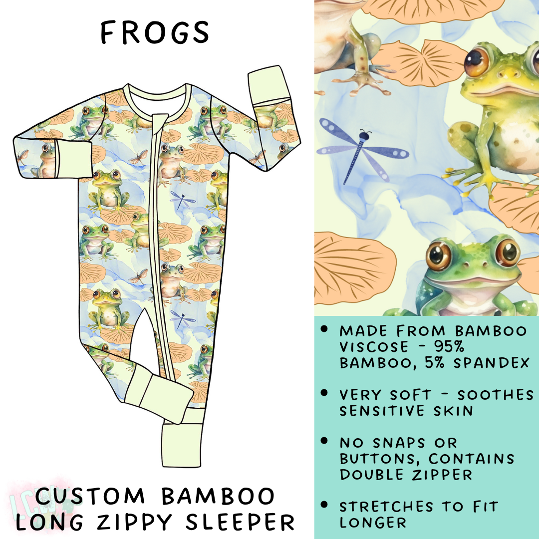 Batch #138 - Little Dreamers - Closes 6/25 - ETA mid August - Frogs Bamboo Long Zippy Sleeper