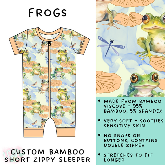 Batch #138 - Little Dreamers - Closes 6/25 - ETA mid August - Frogs Bamboo Short Zippy Sleeper