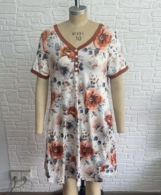 *PREORDER* Fall Night Dress - Rust Floral