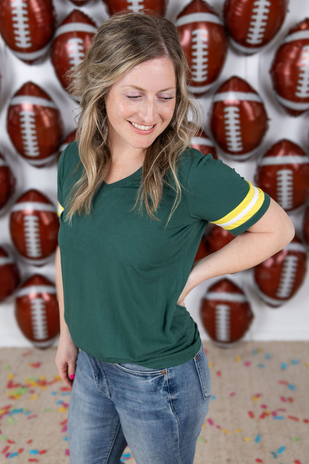 IN STOCK GameDay Tessa Short Sleeve Top - Green Bay