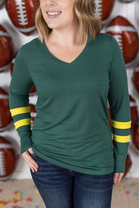 IN STOCK GameDay Larissa Long Sleeve Top - Green Bay