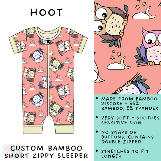 Batch #138 - Little Dreamers - Closes 6/25 - ETA mid August - Hoot Bamboo Short Zippy Sleeper