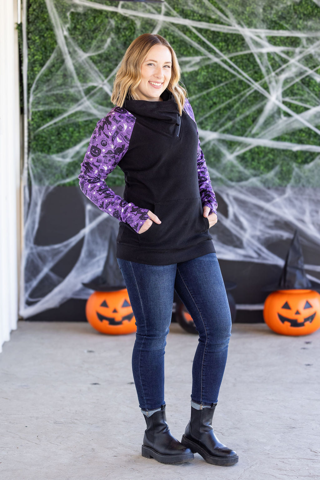 PREBOOK Zoey ZipCowl Sweatshirt - I Put A Spell On You and Black