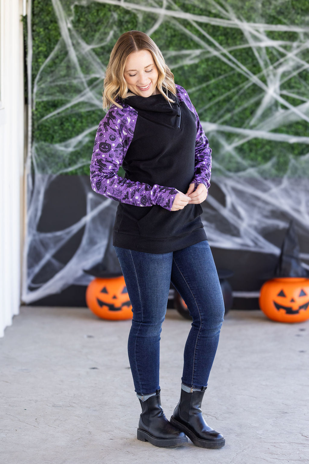 PREBOOK Zoey ZipCowl Sweatshirt - I Put A Spell On You and Black