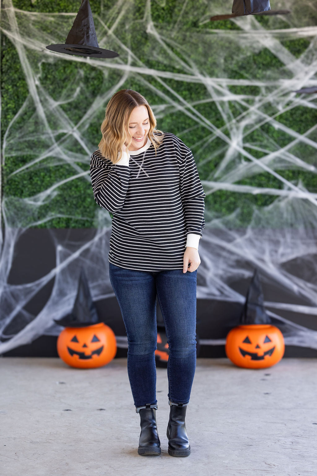 PREBOOK Lola Striped Thermal Top - Black