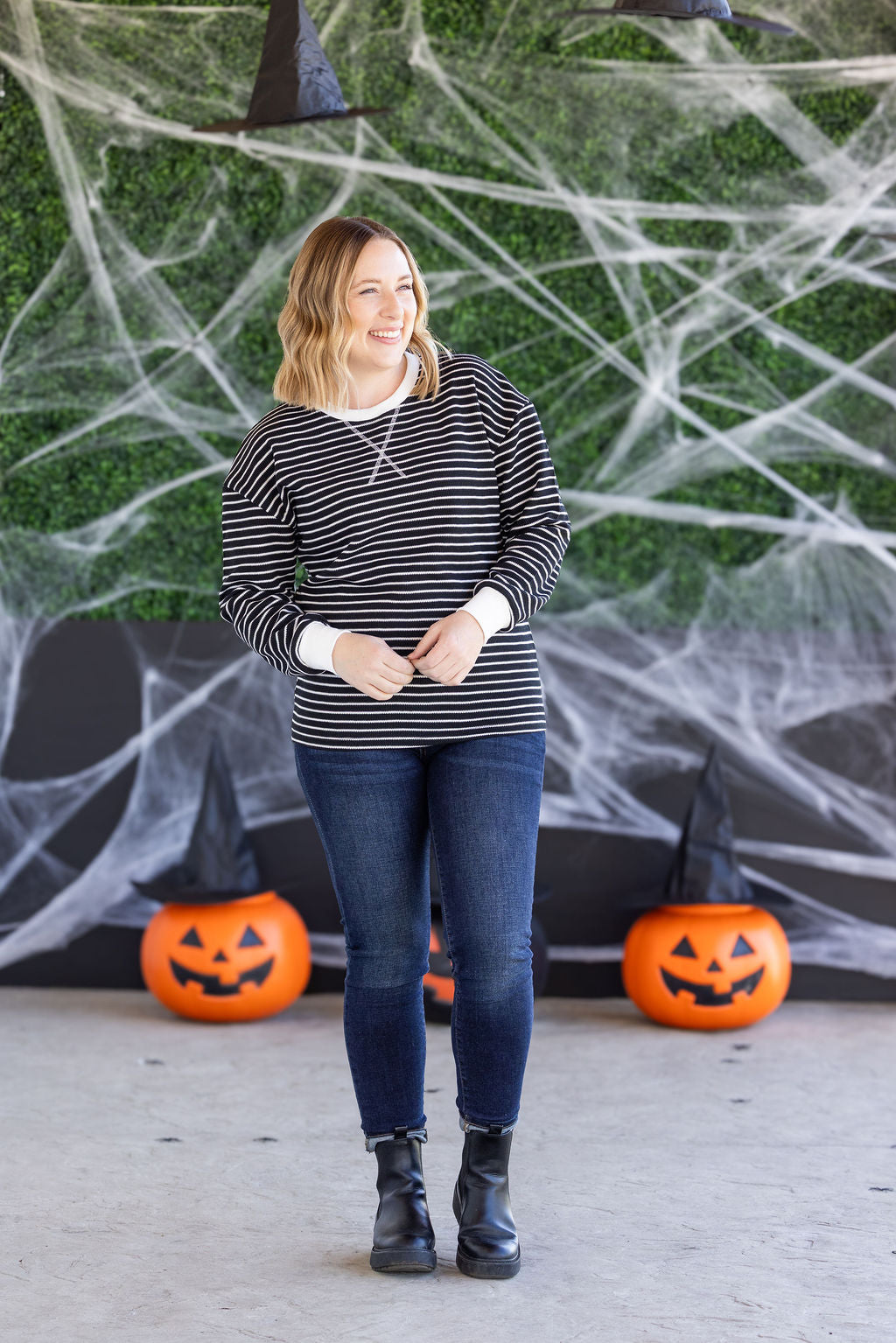 PREBOOK Lola Striped Thermal Top - Black