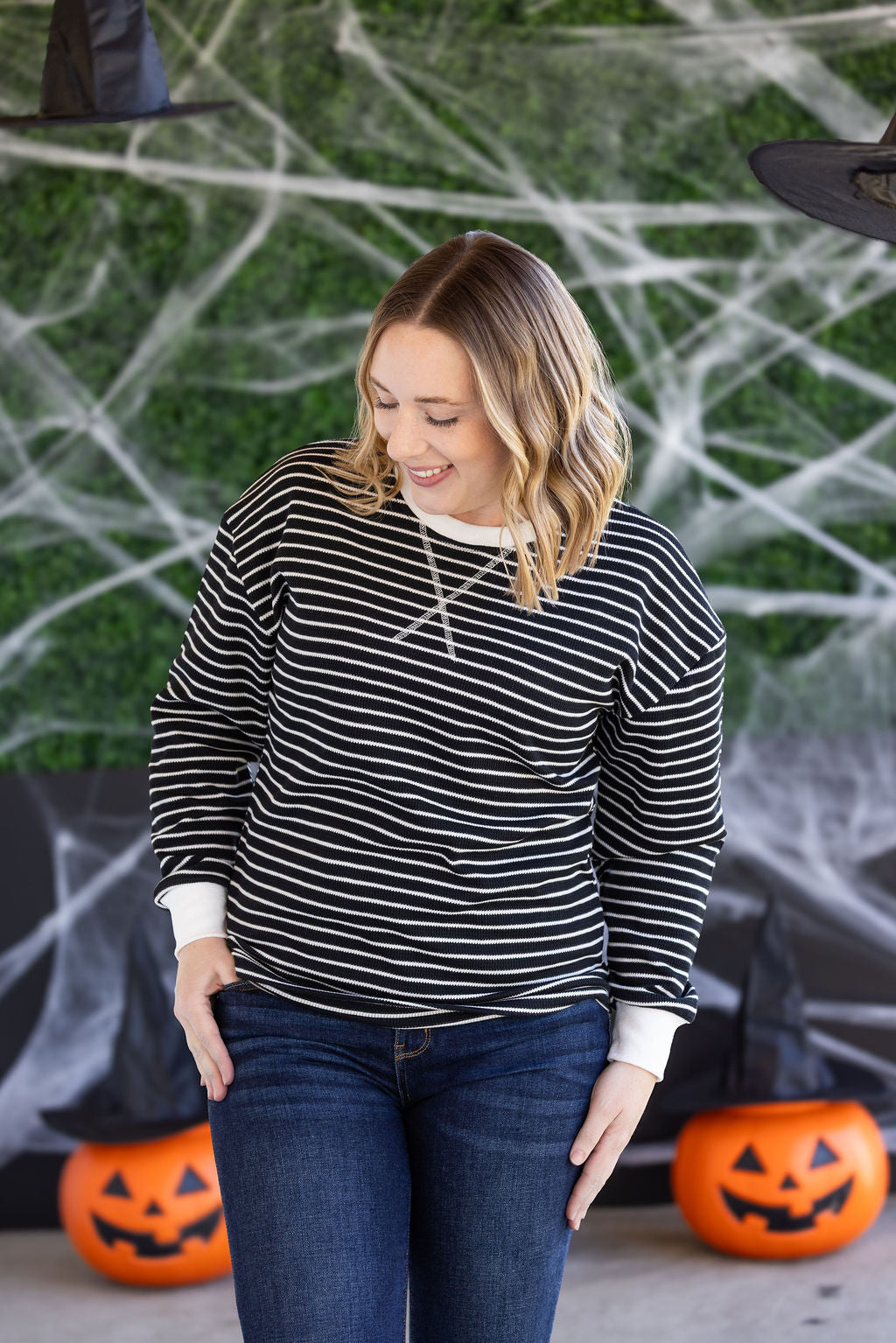 PREBOOK Lola Striped Thermal Top - Black