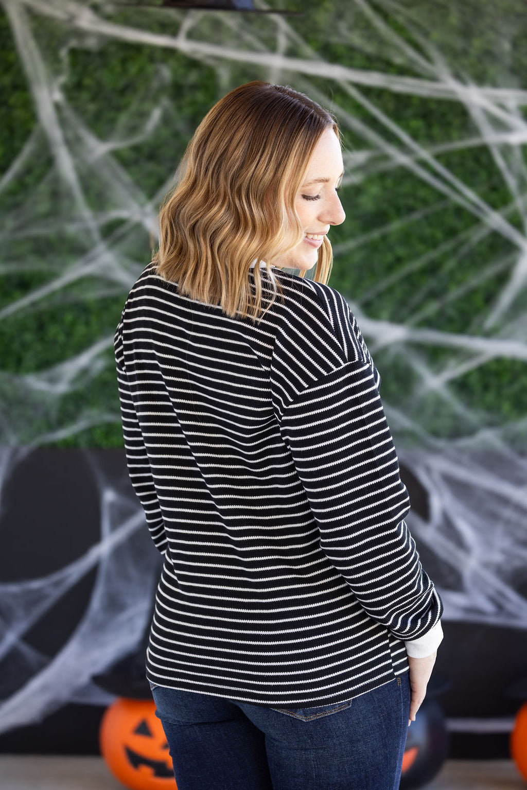PREBOOK Lola Striped Thermal Top - Black