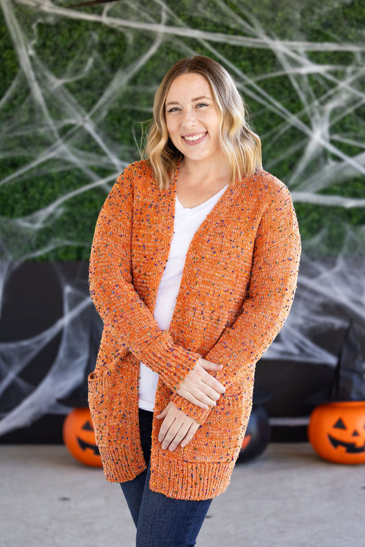 PREBOOK Carly Confetti Dot Cardigan - Pumpkin