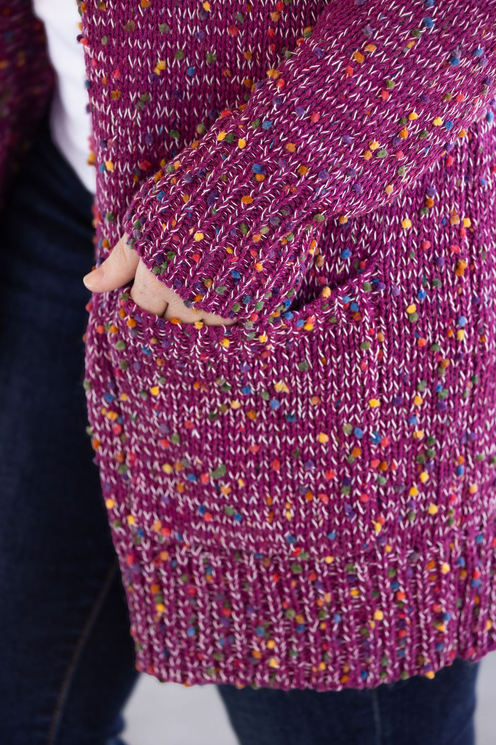 PREBOOK Carly Confetti Dot Cardigan - Dusty Magenta