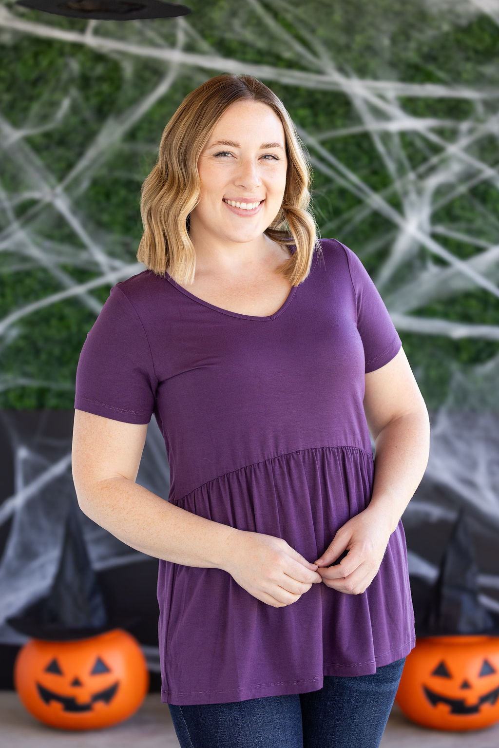 PREBOOK Sarah Ruffle Short Sleeve - Purple