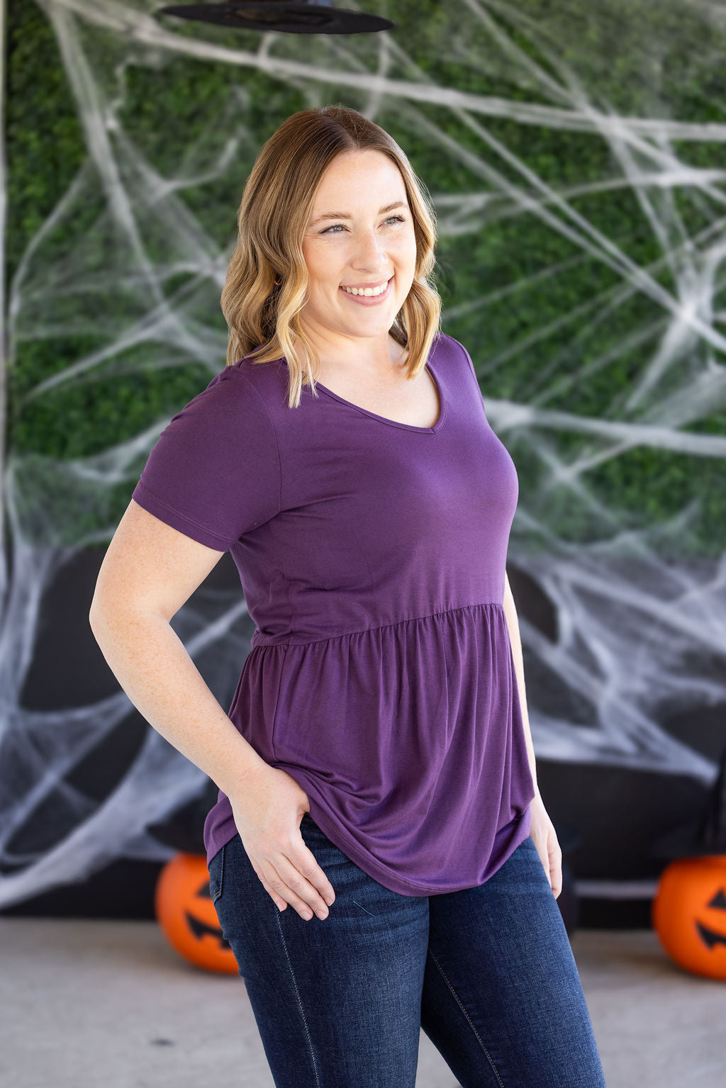 PREBOOK Sarah Ruffle Short Sleeve - Purple