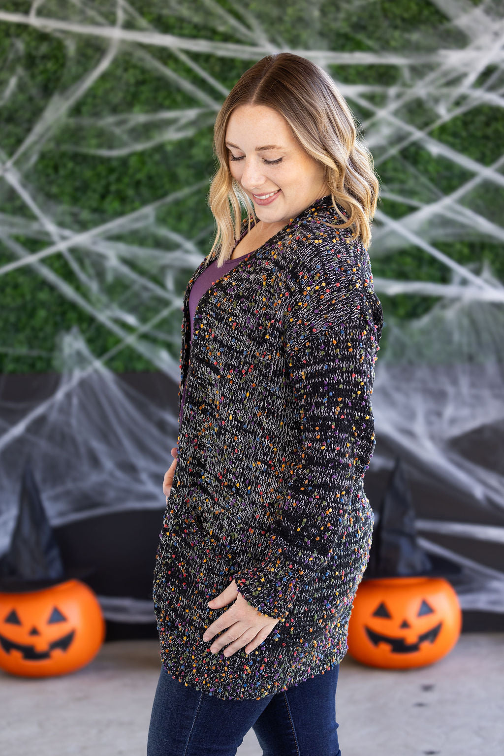 PREBOOK Carly Confetti Dot Cardigan - Black