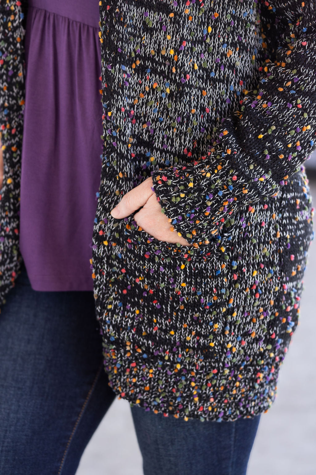 PREBOOK Carly Confetti Dot Cardigan - Black