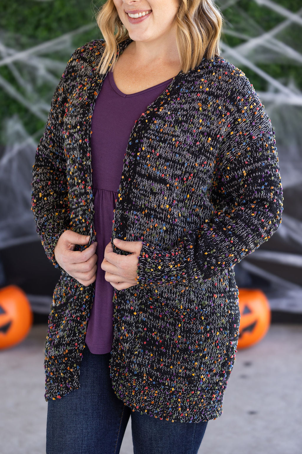 PREBOOK Carly Confetti Dot Cardigan - Black