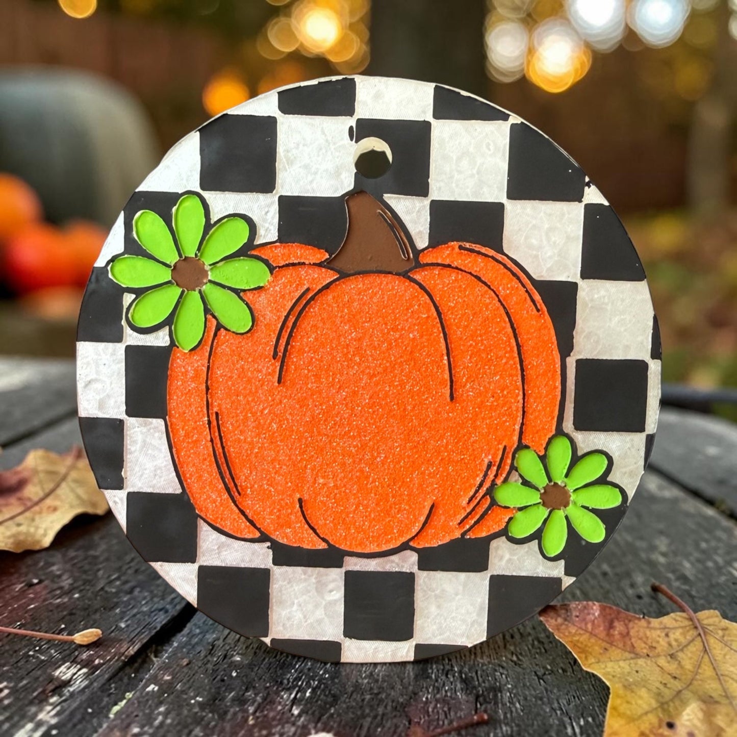 Checkered Pumpkin Freshie