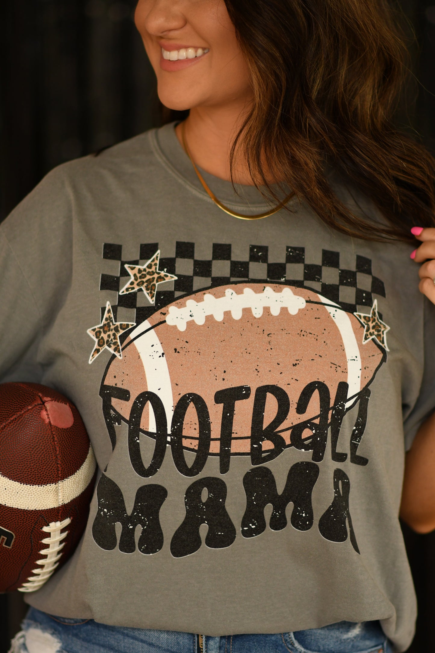 Football Mama Checkered Pick Your Color Tee