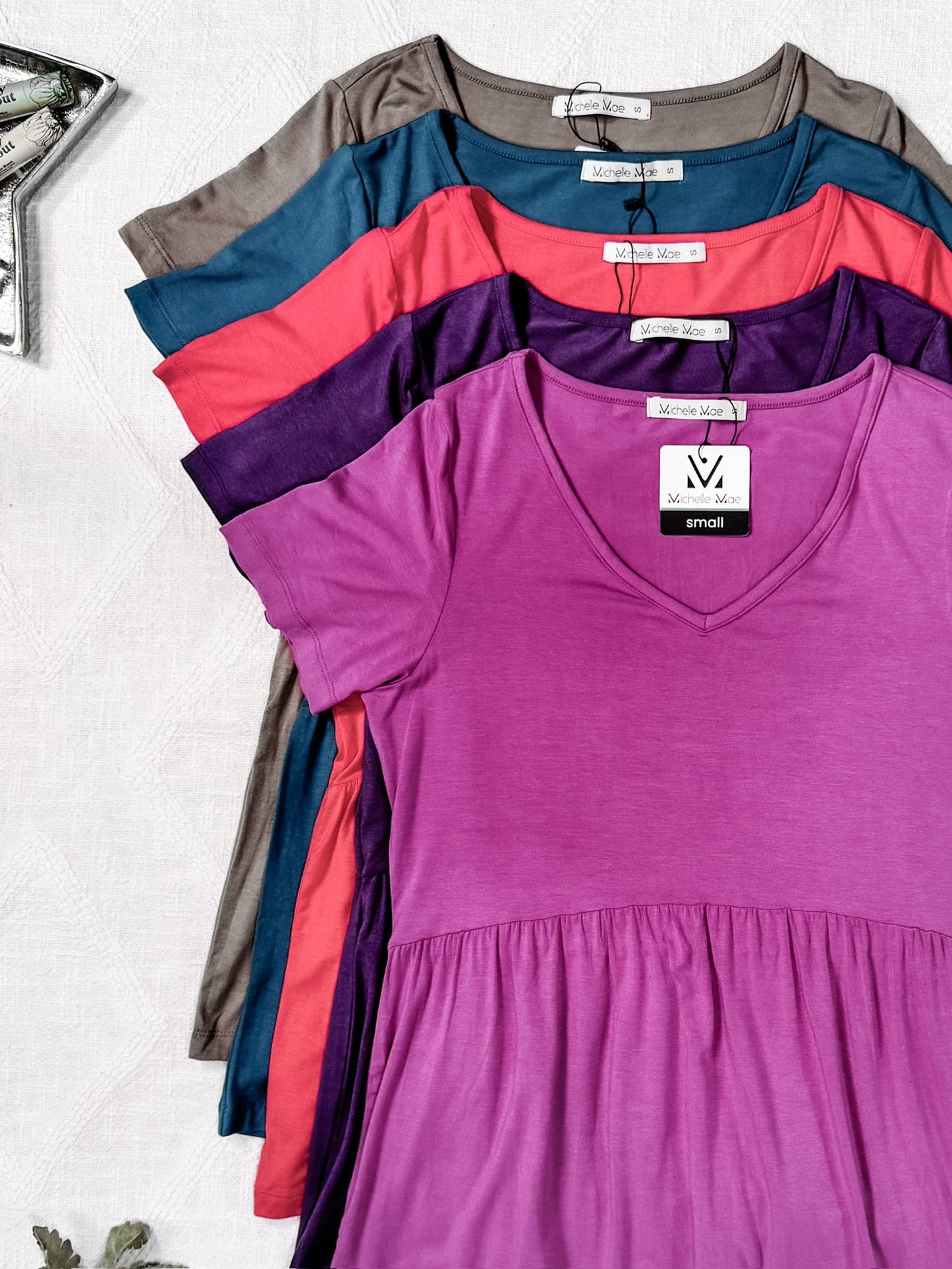 IN STOCK Sarah Ruffle Short Sleeve - Dark Purple