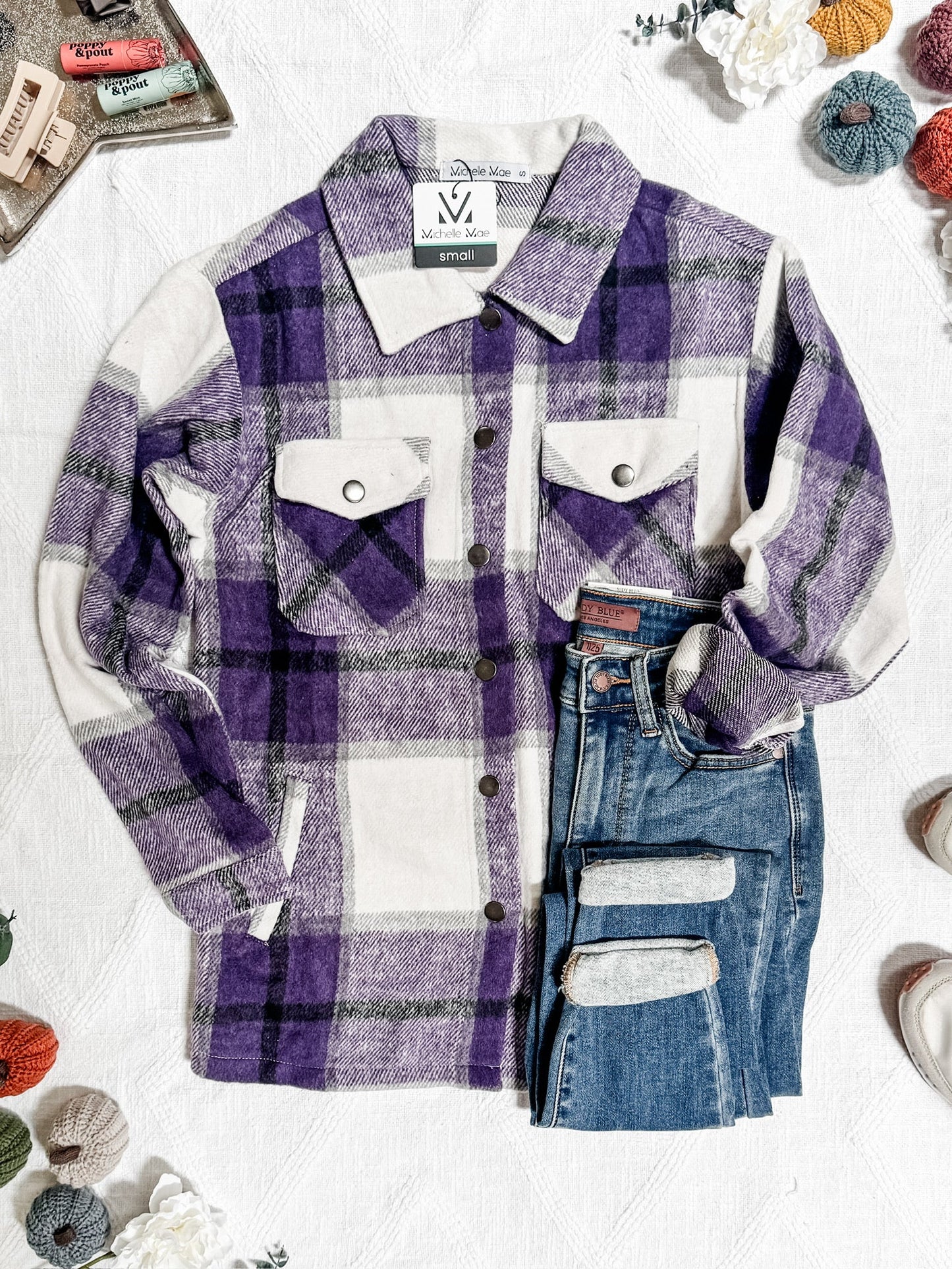 IN STOCK Norah Plaid Shacket - Purple Mix