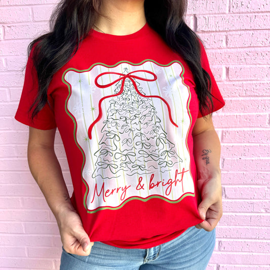 Merry & Bright Bow Graphic Tee