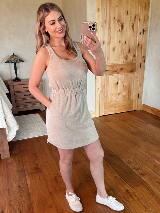 Everyday Taupe Knit Dress With Shorts