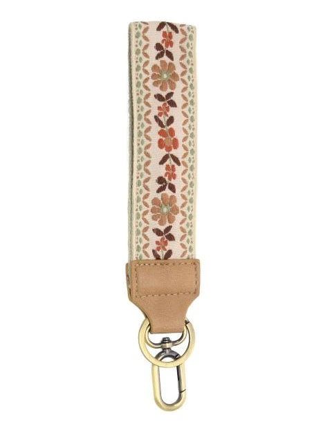 Joy Susan Easy Find Wristlet Keychain in Cocoa Daisy Trail