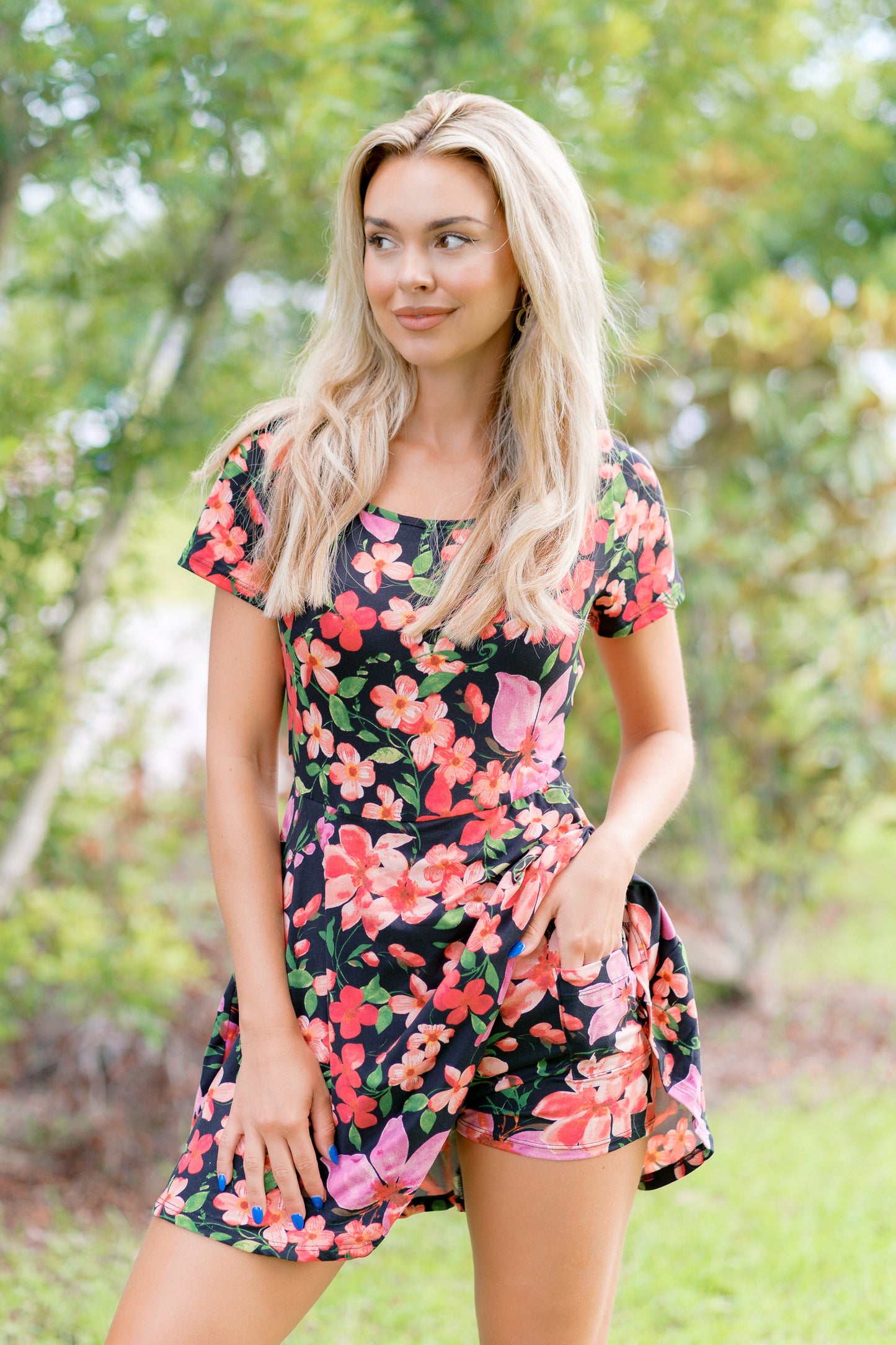 Neon Bloom Romper Dress