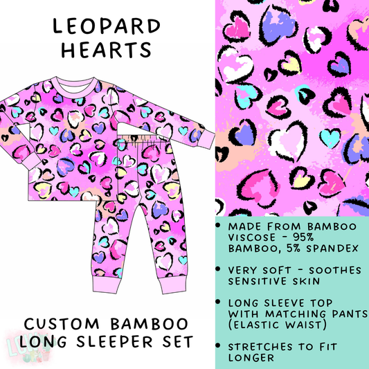 Batch #138 - Little Dreamers - Closes 6/26 - ETA mid August - Leopard Hearts Bamboo Long Sleeper Set