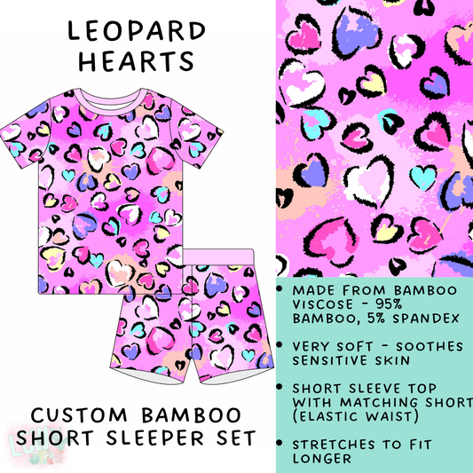 Batch #138 - Little Dreamers - Closes 6/26 - ETA mid August - Leopard Hearts Bamboo Short Sleeper Set